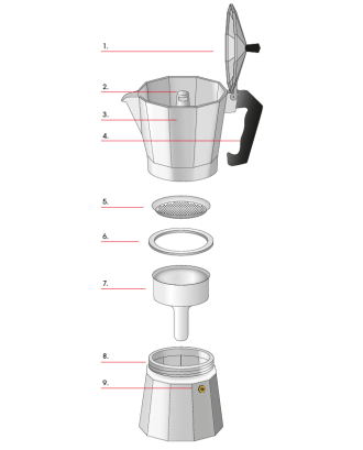 Espressor pentru 6 cesti, rosu, colectia Classico - CILIO